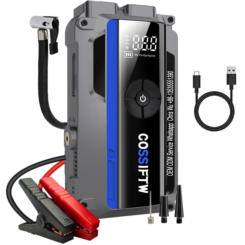COSSIFTW Auto Jump Starter 2000A 4 In 1 Luftpumpe Power Bank Beleuchtung Kompressor Autos Batterie Starter Auto Booster Reifen Inflator