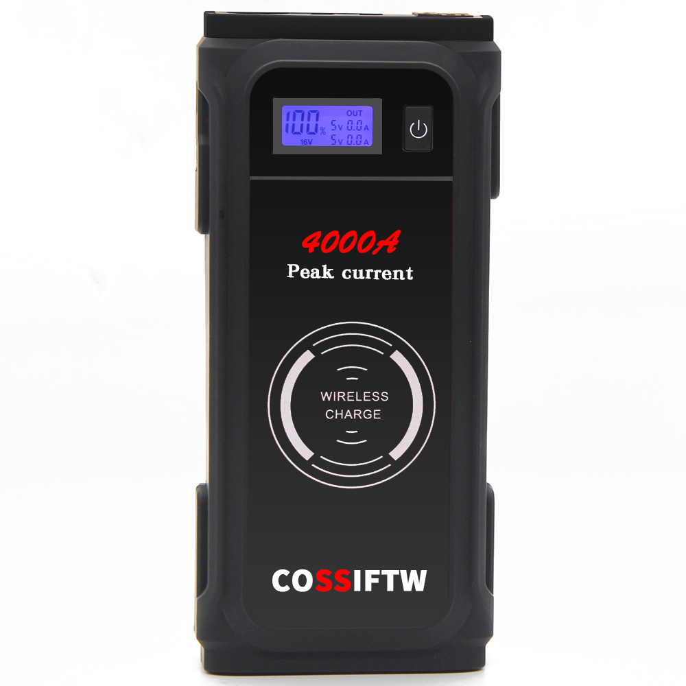 HDW01 COSSIFTW 4000A Auto Starter Batterie 20000mAh Portable Auto Batterie 10W Wireless Ladeger?t LED Licht Sicherheit Batterie Ladeger?t Jump Starter