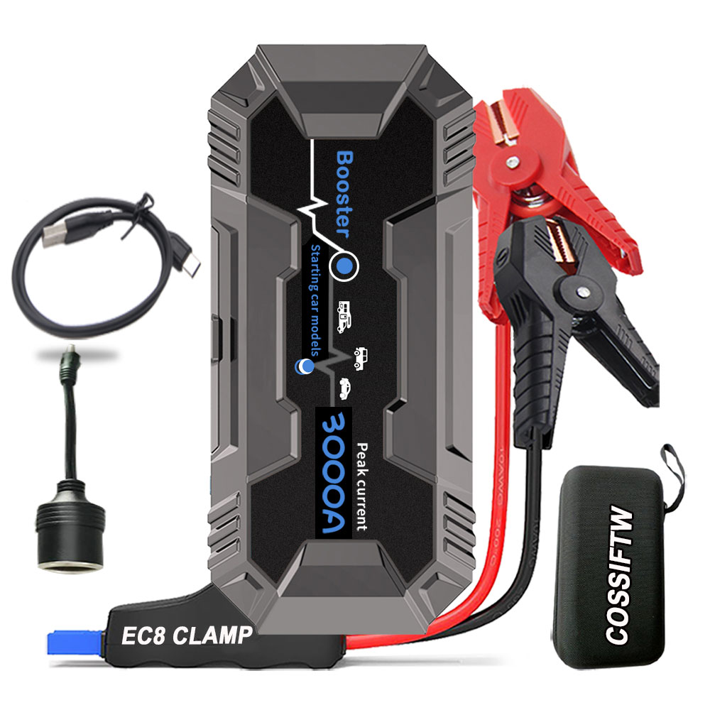 12V 3000A車載鋰離子汽車打火電源12V電池組電池打火線22000mAh便攜式電池充電器