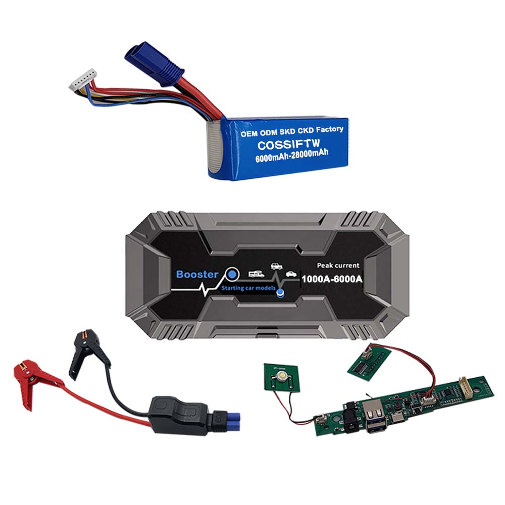 Bateria de Jumper Lithium OEM Recarregável Cabo Jumper 12V Bateria de Bateria de Jumper de Tela LCD Inteligente Multi-funcional