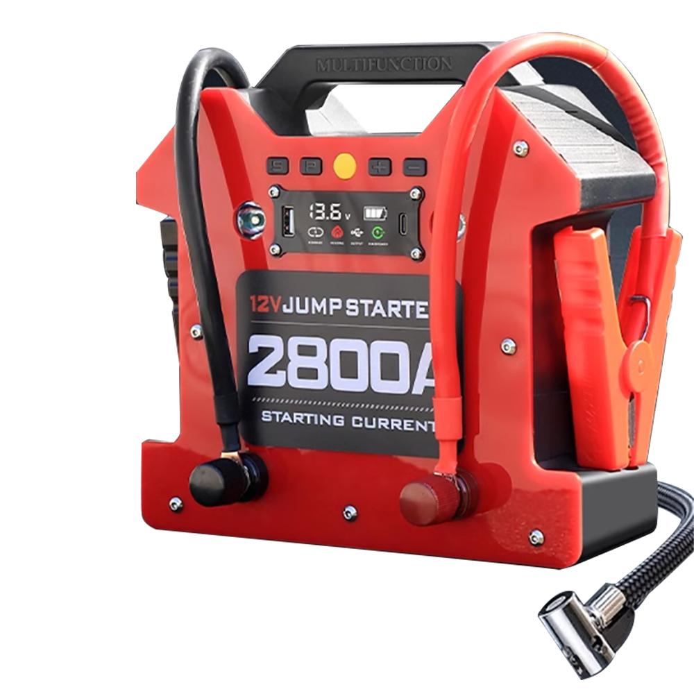 12V / 24V Car Jump Starter 2800A Pick Portable Jump Starter Battery Pack 36000mAh Battery Booster Pack Up to All Gas / Diesel Engine Jumper Box With Pneumatic Inflator For Semi Truck